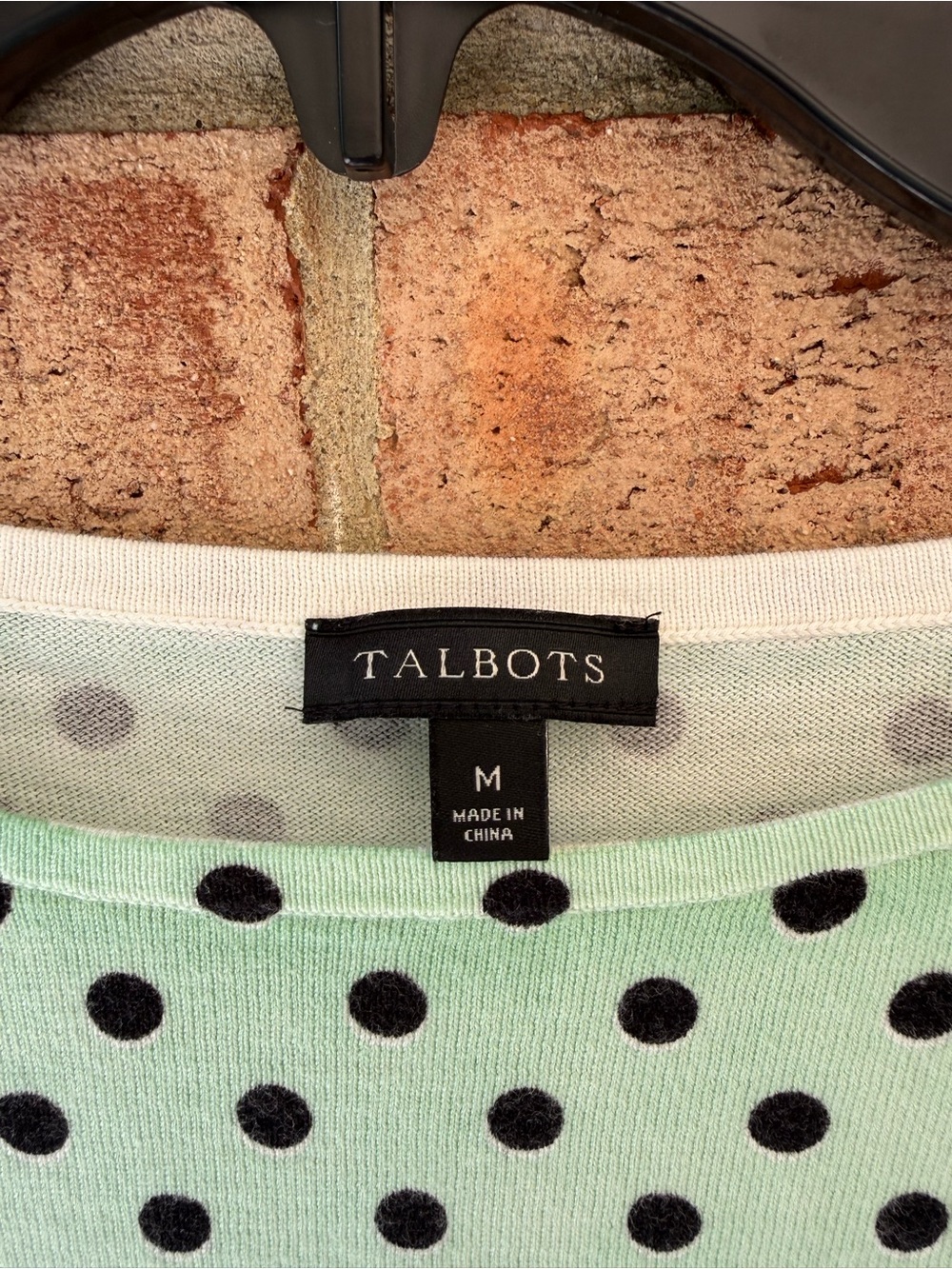 Talbots Mint Green and Black Polka Dot Tee - Picture 4 of 5